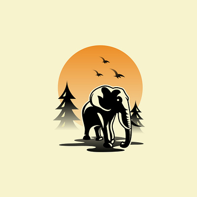 Elephant design elephant forest graphic design illustration landscape logo design modern simple trees vector