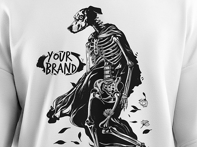 Walking Dog Skeleton with Robe T-Shirt Tees Design design graphic design shirt design tees design