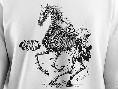 Angry Skeleton of Horse T-Shirt Tees Design design graphic design shirt design tees design