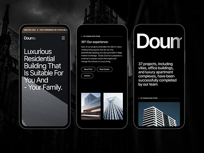 Douma - Real Estate Website agency architecture company dark darkmode etste furnitur furniture future industry interior landing page luxury minimalist real estate typography uiux web design