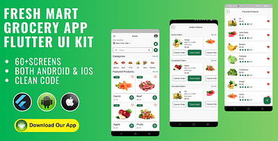 Grocery Shopping App UI Flutter motion graphics seamless shopping shopping app ui