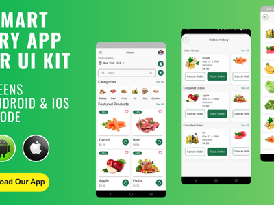 Grocery Shopping App UI Flutter motion graphics seamless shopping shopping app ui