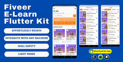 ELearning App UI Flutter animation branding motion graphics tutorial udemy ui