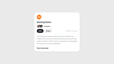 ● Meeting Notes card card ui dailyuichallange meeting widget uiux design widget