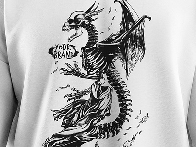 Zombie Dragon with Wings T-Shirt Tees Design design graphic design illustration shirt design tees design