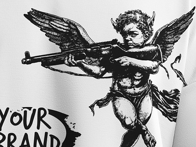 Cupid with Guns T-Shirt Tees Design design graphic design illustration shirt design tees design