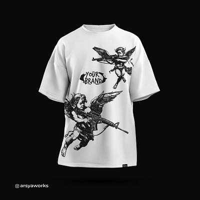 Cupid with Guns T-Shirt Tees Design design graphic design illustration shirt design tees design