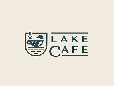 Lake Cafe Branding branding cafe canada coffee dock duck fishing identity lake lettering logo logo design loon minnesota mug outdoors pond shield typography water