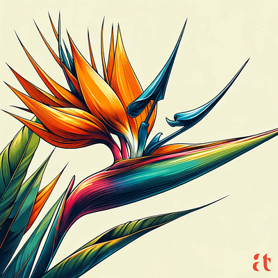 Paradise Bloom by Aravind Reddy Tarugu aravind art bird of paradise botanical colorful design detailed dynamic exotic flat colors flower form hue illustration reddy splendor tarugu tropical vector vibrant