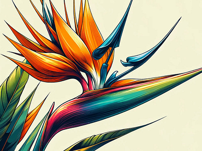 Paradise Bloom by Aravind Reddy Tarugu aravind art bird of paradise botanical colorful design detailed dynamic exotic flat colors flower form hue illustration reddy splendor tarugu tropical vector vibrant