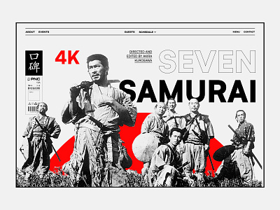 Seven samurai design graphic design illustration japan landig page minimalism samurai ui самурай япония