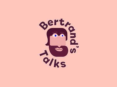 Bertrand's Talks Logo brand branding bubble chat dialogue face hair head logo man message messanger podcast speak speaking talk