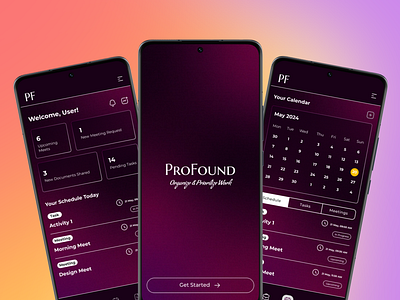 ProFound: Premium App for Founders and Leaders app calendar dashboard project management task organizer ui user research