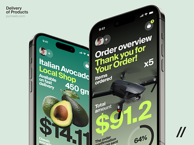 Grocery Delivery Mobile IOS App Design Concept clean delivery food gradient green modern product design