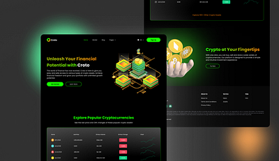 Croto | Cripto UI Landing Page bitcoin cripto dark desktop finances landing page market transaction ui uiux