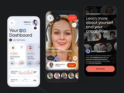 Online Education - Mobile app app design college e learning education learning learning platform mobile app online class online course online education school ui university ux