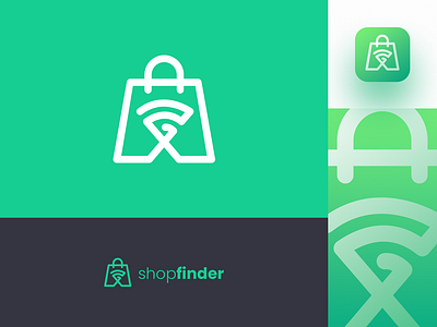 Shop Finder Logo branding clean find illustration internet logo network logo shop shop find logo shop location logo shop logo ui wifi