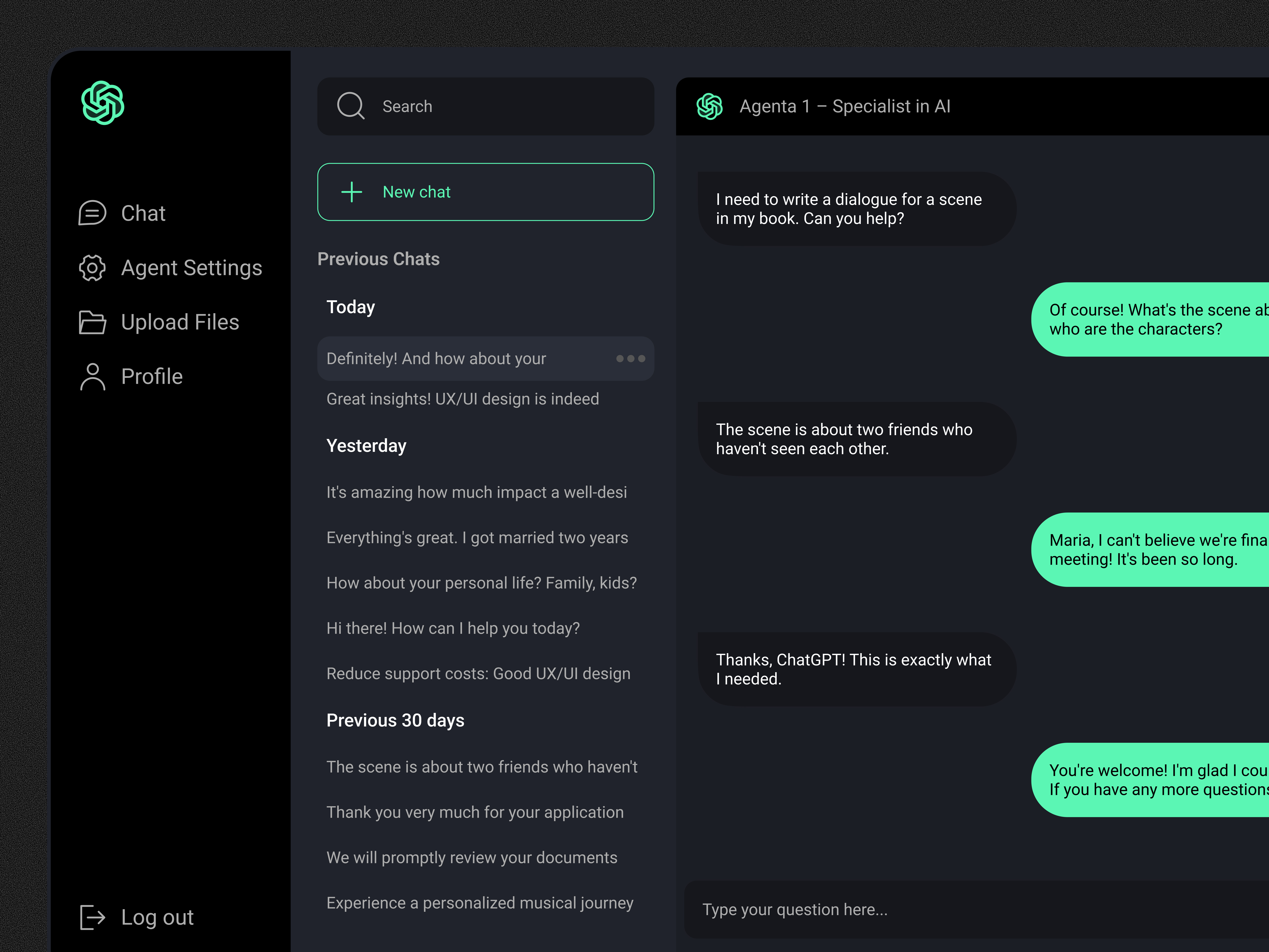 AI Dashboard Design ai chatbot dashboard text generation ui ux