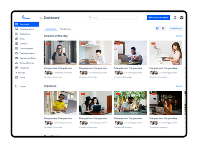 Live Streaming SaaS app Dashboard dashboard design live streaming app saas app ui ux web app web application