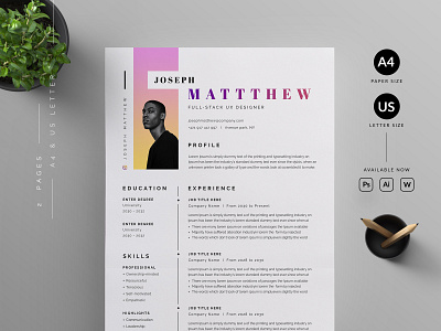 Resume/CV cover letter cv template design illustration professional resume ui us letter vector word