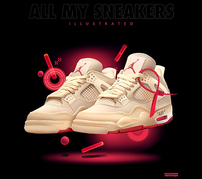 Off white jordan 4 ablow baskets illustration jordan lifestyle mode offwhite sneakerillustration sneakers soles sports style virgil