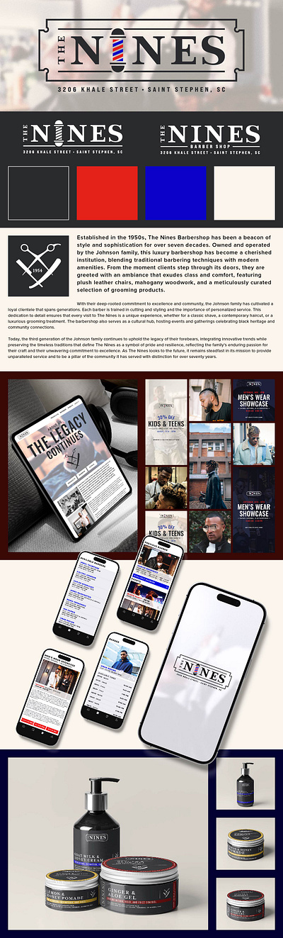 The Nines Barbershop ads app design barbershop brand identity branding label design logo design socaial media posts web design