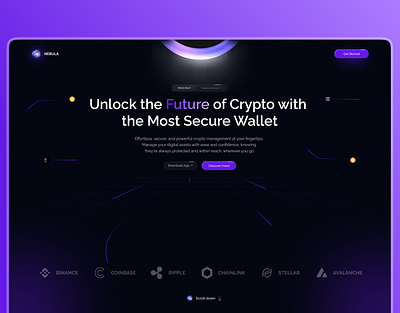 Crypto wallet App Hero section app binance bitcoin crypto crypto wallet design hero section ui uiux ux website website design