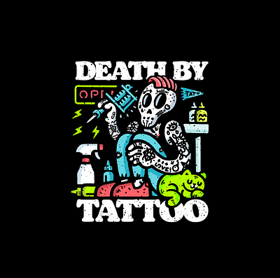 Death By Tattoo body art cat death flash grim reaper ink kitten kitty skeleton skull tatt tattoo tattoo shop