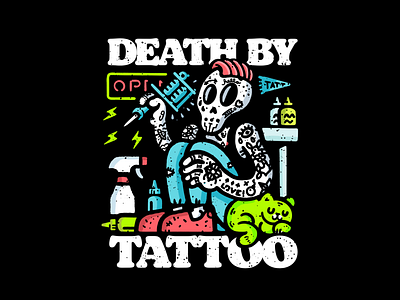 Death By Tattoo body art cat death flash grim reaper ink kitten kitty skeleton skull tatt tattoo tattoo shop