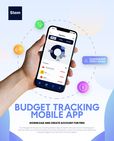 Stem Budget and expense tracking mobile app branding budget design expense figma finance graphic design mobile money ui ux