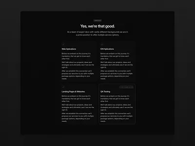 Services section from my latest Framer Template dark dark mode dark theme design framer services web