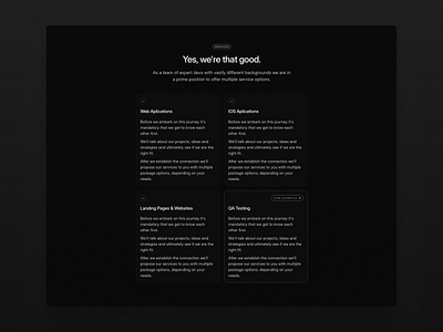 Services section from my latest Framer Template dark dark mode dark theme design framer services web