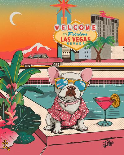Reggie Goes to Vegas animal illustration character design colorful design graphic design illustration