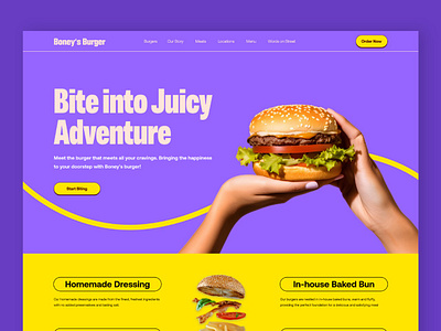 Boney's Burger Website branding burger business catering cooking e commerce fast food food food and drink food delivery food order food website hero mcdonald online delivery product design restaurant service uiux design web design