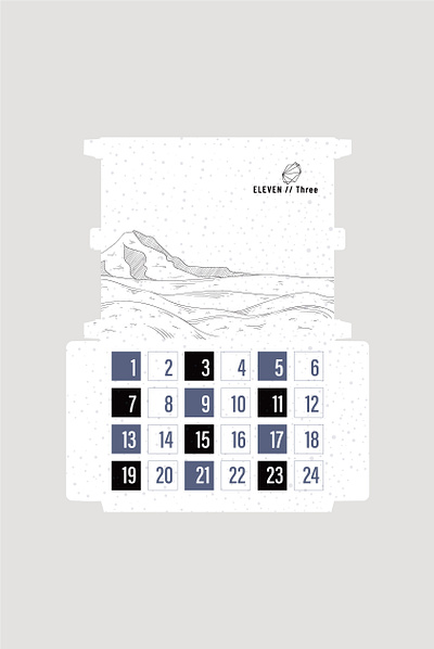 Winter themed minimalist Advent calendar packaging design