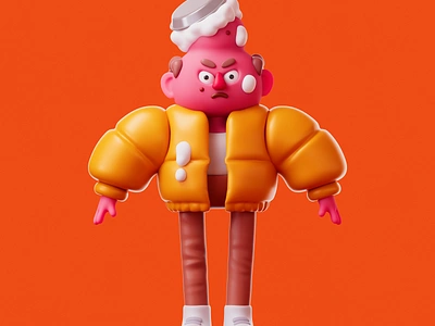 Hey, who threw that pie?! 3d c4d character cinema 4d cream jacket pie puffer redshift zbrush