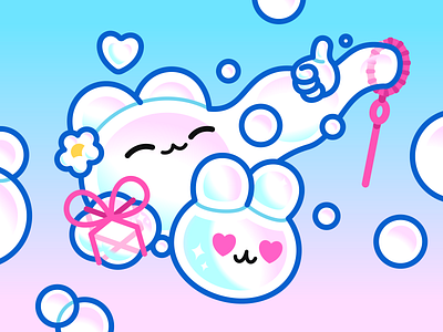 Bubble rabbit emoji (Line) bubble bubbles cute emoji emojis illustration kawaii line love messenger store