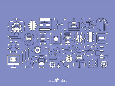 Machine learning and AI. Set of modern vector illustrations. ai badges design graphic design graphic icons icons ai illustration illustrator fron ukraine logo machine modern technology robot sef of icons set designs ai technology typography ui ukraine vector icons vector illustrations