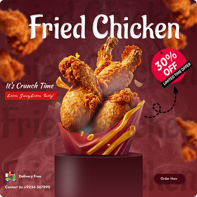 Fried Chicken Poster design fast food food fried chicken poster social media poster