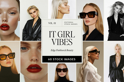 It Girl Editorial AI Stock Photos aesthetic photo beauty brand blonde hair branding cool girl edgy editorial campaign editorial photos fashion graphic design hair photos image collection it girl leather jacket lookbook photography midjourney red lips skincare model stock photo sunglasses branding