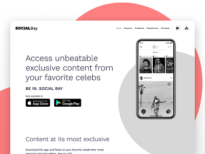 SocialBay landingpage mobileapp socialmedia ui