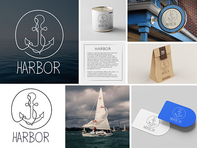 HARBOR restaurant 3d amazing art brand identity branding design graphic design illustration logo minimalism minimalistic modern motion graphics restaurant sea ui