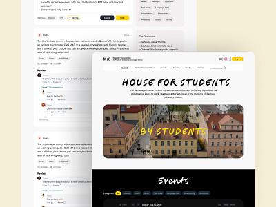 M18 - House For Students calendar discussion forum education institute event page homepage landing page minimal design news student council university university website web design web ui website design