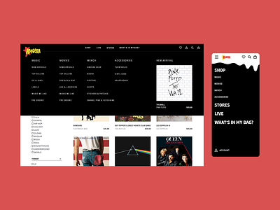 Amoeba Music Navigation amoeba art branding california cassette commerce drip graphic design logo music navigation record search shop store ui ux vinyl web