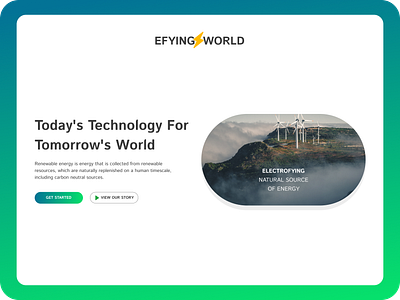 Efying World - A Green Energy Website Homepage green energy website responsive webdesign solar website uiux design website design windmill website