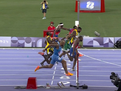 Noah Lyles Wins Gold by a Hair: Unbelievable Photo Finish Shocks design illustration