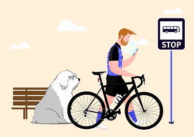 Walking bike dogs illustrator photoshop