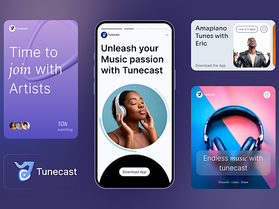 Tunecast Brand Identity branding event management app ios app live app mobile ux music app musician product design tune cast tunecast