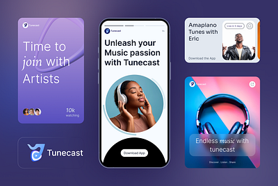 Tunecast Brand Identity branding event management app ios app live app mobile ux music app musician product design tune cast tunecast