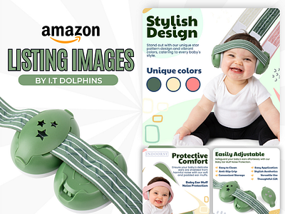 Amazon Listing Images for Baby Ear Muffs by I.T Dolphins amazon sto amazonapluscontent amazonlistingimages amazonoptimization apluscontent baby ear muffs brandgraphics branding design graphic design i.t dolphins illustration infographics listingimages ui